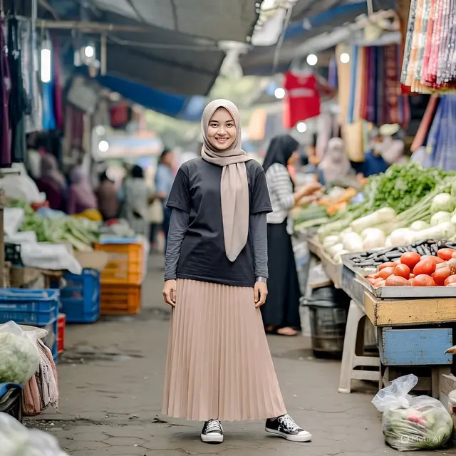 Outfit Ibu Muda Hijab ke Pasar