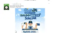Cek Fakta: Tidak Benar Link Pendaftaran Hadiah Saldo Uang Elektronik Rp 500 Ribu dari Jasa Marga