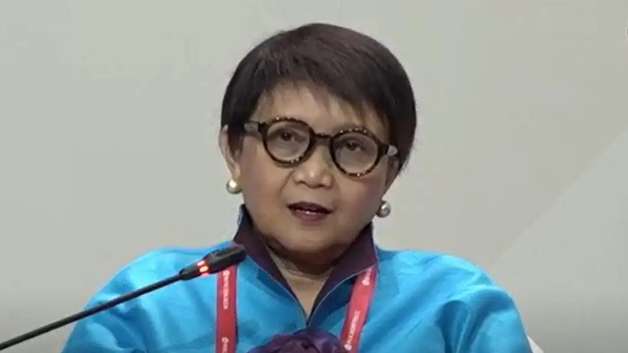 Utusan Khusus Sekretaris Jenderal PBB untuk Isu Air Retno Marsudi pada ajang St. Petersburg International Economic Forum 2026.