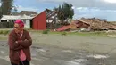 Rumah warga yang hancur usai terkena tornado di kawasan Denair, California, AS, Selasa (15/11/15). Beberapa wilayah California dan Nevada kini sedang mengalami cuaca buruk seperti hujan badai. (AP Photo/ Deke Farrow)