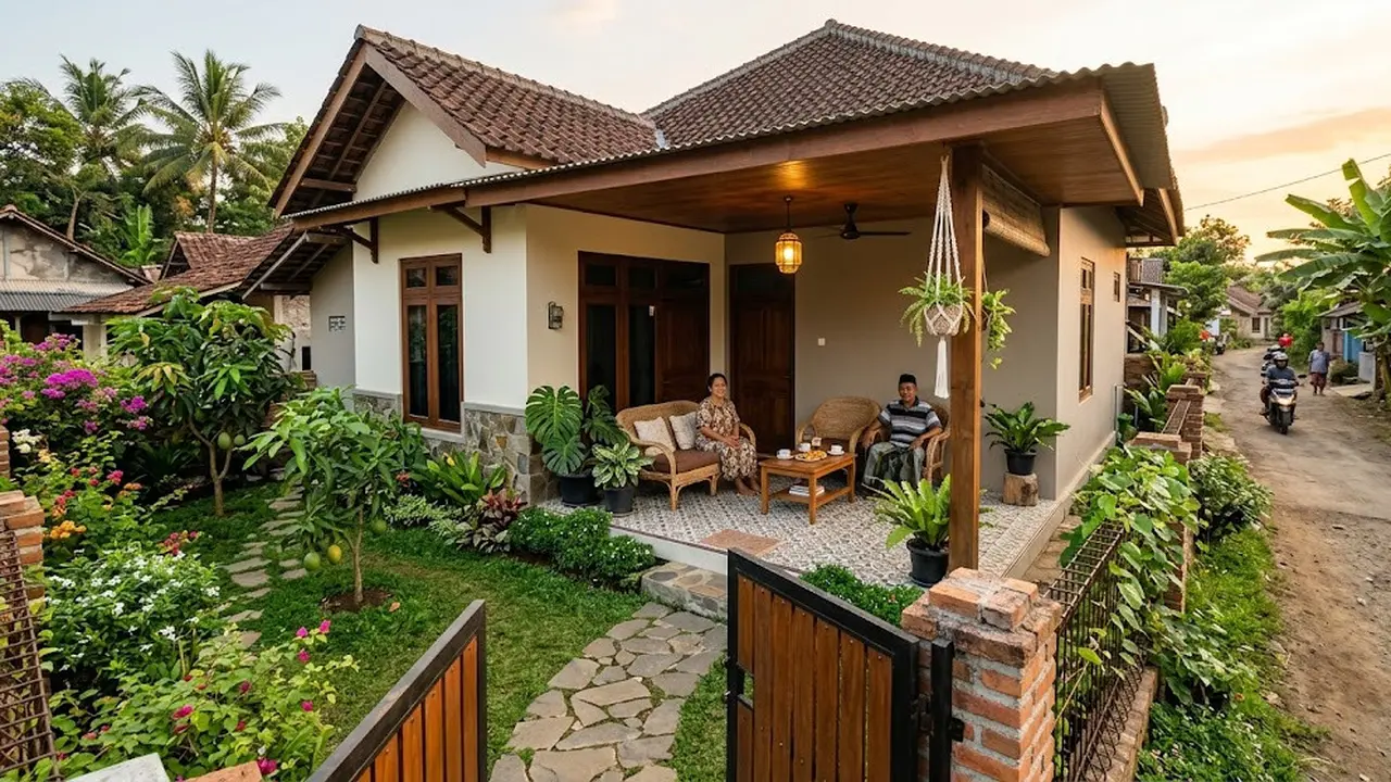 9 Desain Rumah Minimalis Kampung dengan Teras Luas Buat Santai Sore