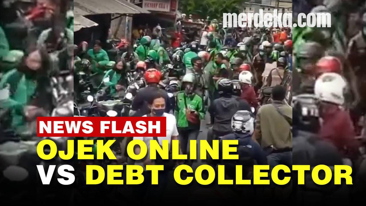 VIDEO: Sopir Ojek Online Bentrok Dengan Debt Collector di Sawah Besar
