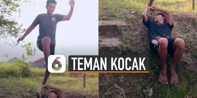 VIDEO: Niatnya Merekam Temannya Lompat Seperti Film Laga, Hasilnya Bikin Ngakak