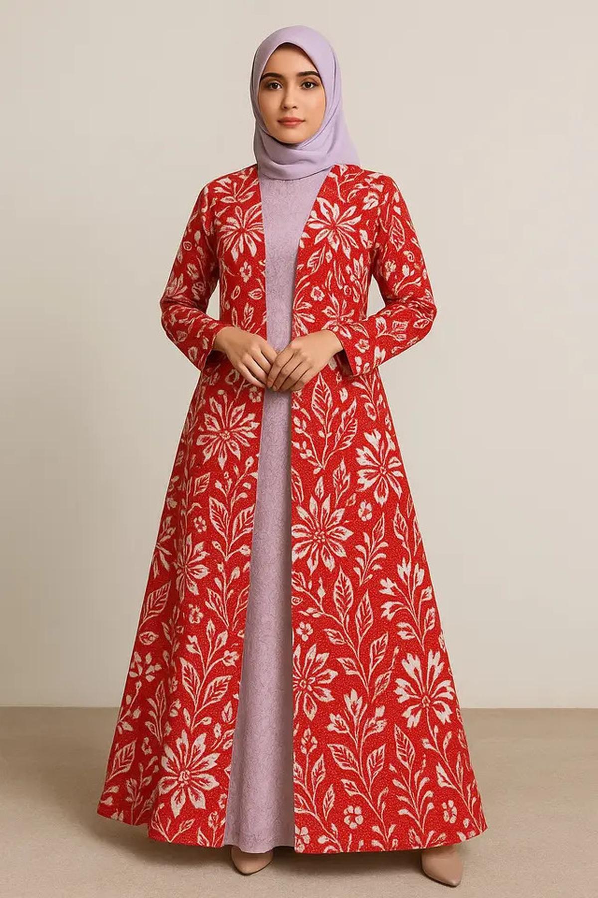 7 Model Gamis Brokat Kombinasi Outer Batik Panjang Tema 17 Agustus, Simpel dan Anggun di Perayaan HUT RI ke-80