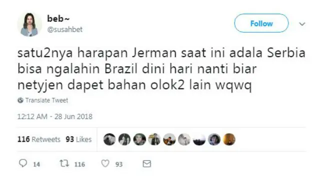 Banyak warganet ikut menanggapi kekalahan timnas Jerman melalui cuitan-cuitan kocak di Twitter.