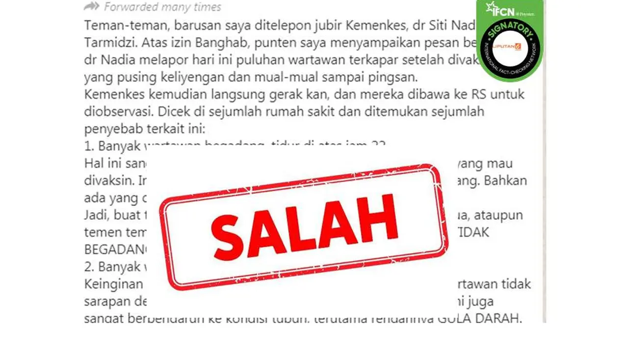 Cek Fakta Wartawan Terkapar usai vaksinasi covid-19