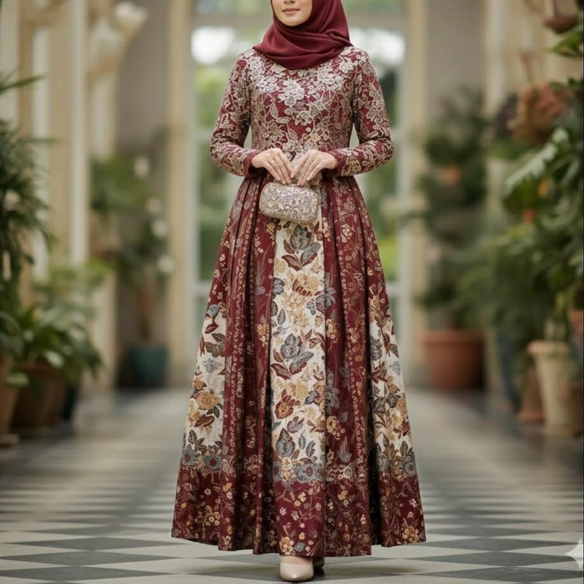Model Gamis Batik Brokat