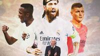 Real Madrid - Zinedine Zidane, Vinicius Jr, Sergio Ramos, Toni Kroos (Bola.com/Adreanus Titus)