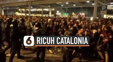 Bentrokan terjadi di Barcelona, Spanyol antara polisi dengan massa pro kemerdekaan Catalonia. Massa marah setelah Mahkamah Agung Spanyol memvonis para pimpinan separatis Catalan.