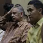 Terdakwa dugaan suap proyek PLTU Riau-1 yang juga mantan Dirut PLN, Sofyan Basir jelang menjalani sidang pembacaan tuntutan di Pengadilan Tipikor, Jakarta, Senin (10/7/2019). Sofyan Basir dituntut 5 tahun penjara ditambah denda Rp200 juta subsider 3 bulan kurungan. (Liputan6.com/Helmi Fithriansyah)