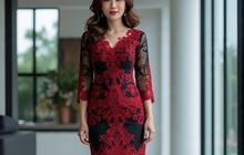 7 Model Dress Batik Brokat Warna Merah dan Hitam, Glamor untuk Tampilan Cantik Berkelas