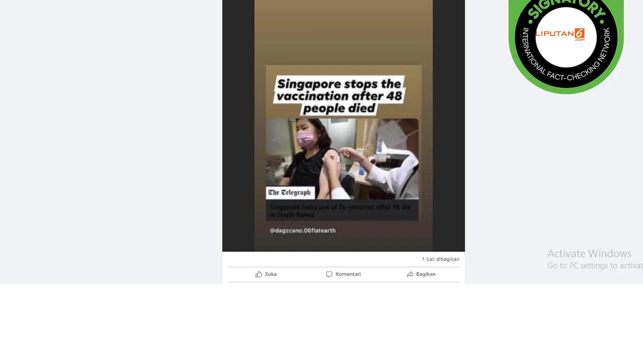 Klaim Singapura Berhentikan Vaksinasi di bulan Januari