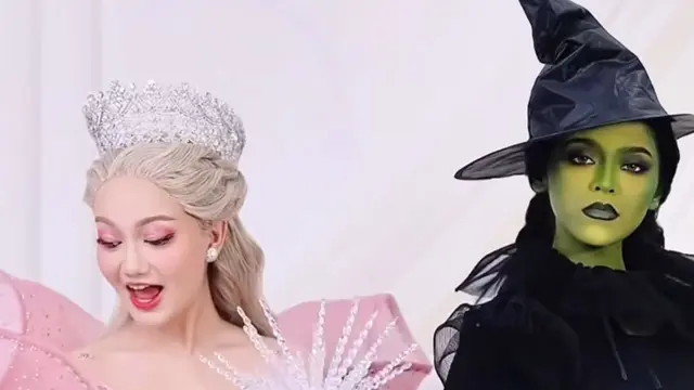 Tampilan Nanda Arsyinta dan Jharna Bhagwani Cosplay Jadi Glinda vs Elphaba (credit: https://www.instagram.com/nandaarsynt/ dan https://www.instagram.com/jharnabhagwani/).