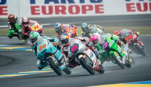 Pembalap Honda Team Asia Veda Ega Pratama pada balapan Moto3 Prancis di Sirkuit Le Mans. (Honda Team Asia)