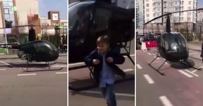 Seorang anak diantarkan pergi ke sekolah dengan naik helikopter | Photo: Copyright metro.co.uk