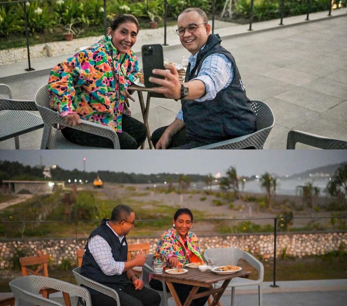 Anies sempat mengajak Susi untuk melakukan selfie setelah beberapa saat melakukan perbincangan. Tak diketahui apa saja yang dibicarakan keduanya selama melewati sore bersama.