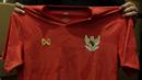 Motif kepulauan Indonesia di jersey Timnas saat peluncuran Warrix Indonesia di Hotel Santika, Jakarta, Kamis, (6/2/2020). Apparel asal Thailand ini resmi masuk pasar Indonesia. (Bola.com/M Iqbal Ichsan)