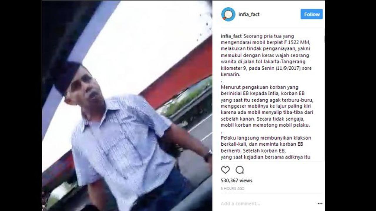 Pria Tua Tampar Wanita di Tol