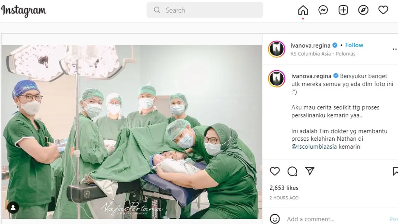 Regina Ivanova atau lebih populer Regina Idol melahirkan. (Foto: Liputan6.com/Istimewa)