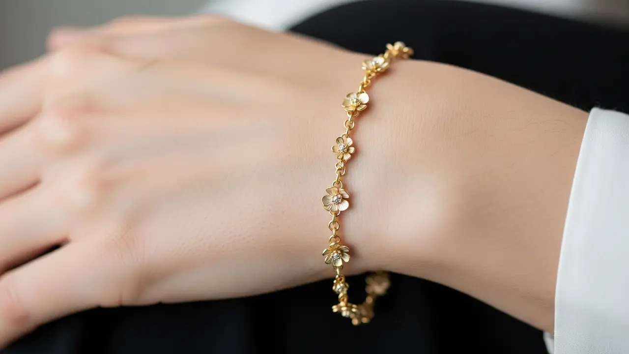 Model Gelang Emas Rantai Kombinasi Bunga Kecil/Gemini AI