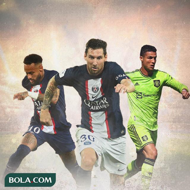 Ilustrasi - Neymar, Lionel Messi, Cristiano Ronaldo