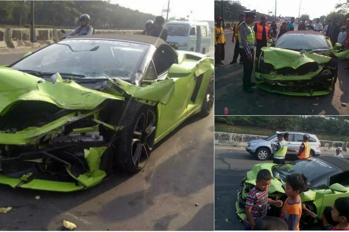 Lamborghini Hotman Paris Kecelakaan di Tol Ancol