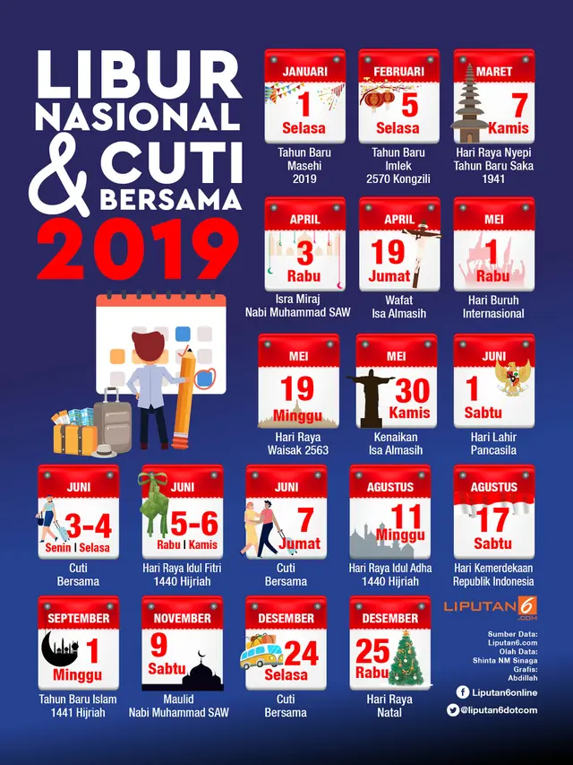 Infografis Libur Nasional dan Cuti Bersama 2019
