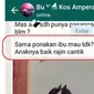 Viral Chat Ibu Kos Tawarkan Ponakan untuk Dinikahi Ini Bikin Netizen Syok (sumber: Twitter.com/txtdariibukos)