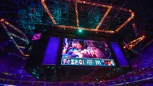 Suasana pertandingan esports The International DotA 2, di Mercedes-Benz Arena, Shanghai, China, Selasa (20/8/2019).  (AFP / STR)