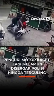 Pencuri Motor Kaget, Lagi Melamun Disergap Polisi hingga Terguling