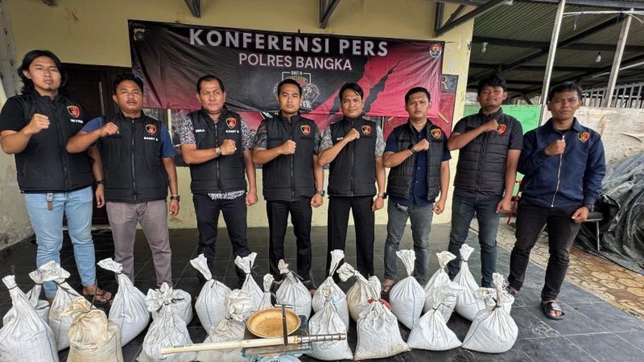 Polres Bangka Amankan Ratusan Kilogram Bijih Timah Ilegal Senilai Rp125 Juta