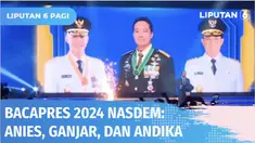 Partai Nasdem umumkan tiga nama bakal calon Presiden 2024 hasil Rakernas di Jakarta. Ketiga nama yang terpilih berdasarkan usulan pengurus wilayah yaitu Gubernur DKI Jakarta Anies Baswedan, Gubernur Jawa Tengah Ganjar Pranowo, dan Panglima TNI Jender...