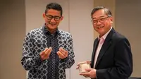 Menparekraf Sandiaga Uno dan Menteri Perdagangan dan Industri Singapura Gan Kim Yong.&nbsp; foto: dok. Kemenparekraf