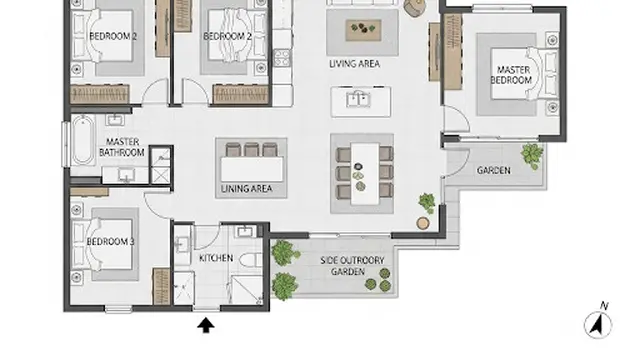 Rumah dengan Area Outdoor Samping