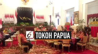 Presiden Joko Widodo atau Jokowi menerima 61 tokoh Papua dan Papua Barat di Istana Negara Jakarta, Selasa (10/9/2019). Adapun yang hadir terdiri dari tokoh adat, masyarakat, agama, kepala suku, hingga mahasiswa.
