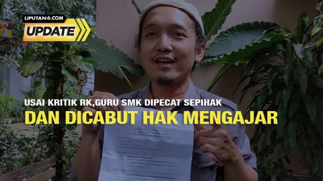 Guru honorer di SMK Telkom Sekarkemuning Cirebon Muhammad Sabil diberhentikan sebagai guru usai mengkritik salah satu unggahan Gubernur Jabar Ridwan Kamil. Menanggapi hal ini, RK mengklarifikasi bahwa dirinya hanya mengingatkan dan tidak meminta Yaya...
