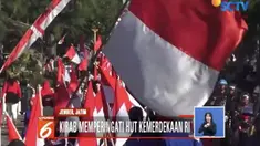 Kibaran bendera merah putih memenuhi sepanjang Jalan Bengawan Solo, Jember, memperingati kemerdekaan RI ke-73.