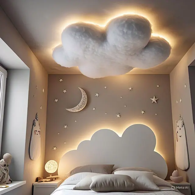 Desain Plafon Berbentuk Awan yang Unik