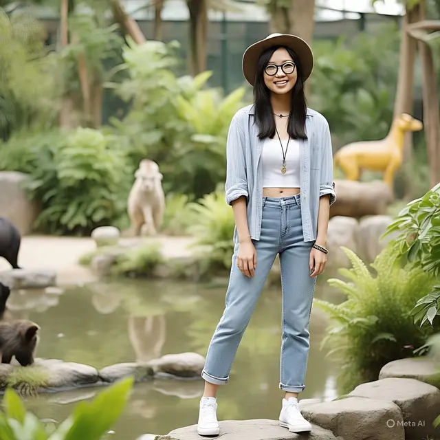 Outfit ke Kebun Binatang Casual Chic dengan Boyfriend Jeans