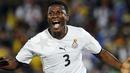 Selebrasi gol striker Ghana Asamoah Gyan ke gawang Serbia di laga penyisihan Grup D PD 2010 di Loftus Verfeld Stadium, Pretoria, 13 Juni 2010. Ghana unggul 1-0. AFP PHOTO / GIANLUIGI GUERCIA 