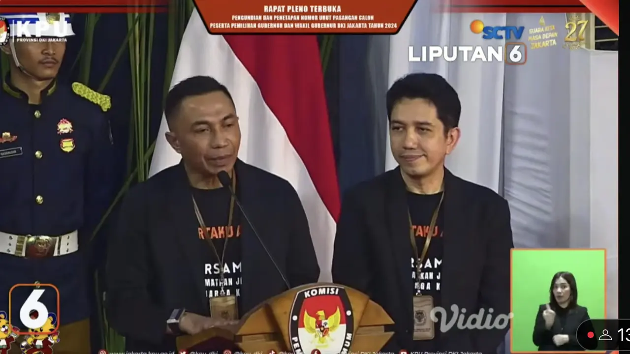 Pasangan calon gubernur dan wakil gubernur nomor urut 2, Dharma Pongrekun dan Kun Wardhana.