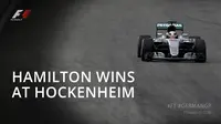 Pebalap Mercedes GP, Lewis Hamilton, menjadi pemenang balapan F1 GP Jerman setelah mengalahkan duo Red Bull. Sementara Rio Haryanto harus finis di posisi ke-20, di belakang Pascal Wehrlein yang menempati posisi ke-17. (Bola.com/Twitter/F1)