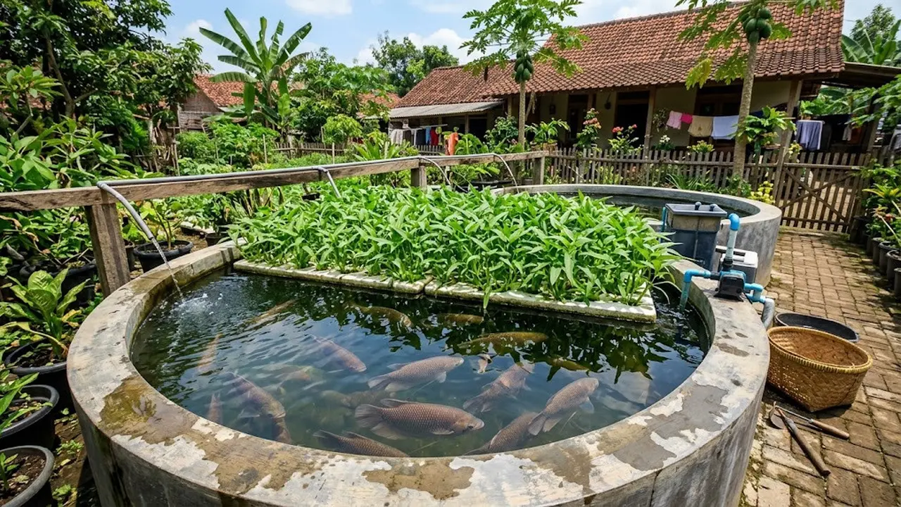 Cara Membuat Kolam Gurame Sekaligus Menanam Kangkung/AI Generated