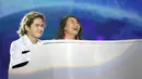 Dul Jaelani dan Aaliyah Massaid acara Smartfren WOW Concert 2019, di Istora Senayan, Jakarta, Jumat (20/9/2019) malam. (Bambang E Ros/Fimela.com)