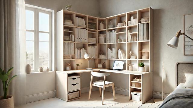 Meja Belajar Sudut dengan Rak (Foto: Rizka Nur Laily via ChatGPT)