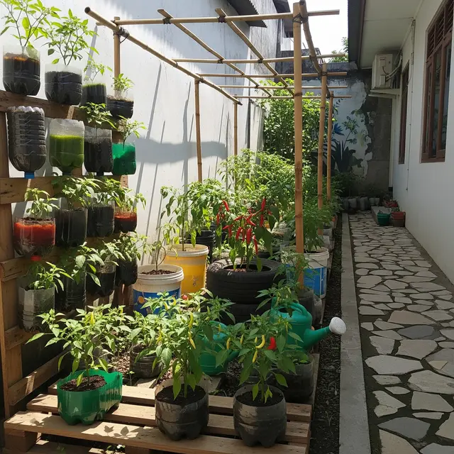 Kebun Cabai Mini di Halaman Sempit Rumah Subsidi (Image by Gemini AI)
