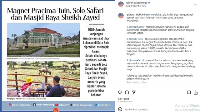 Gibran Rakabuming Raka (Foto: Instagram/@gibran_rakabuming)