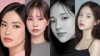 Para Selebritas Tanah Air ikuti tren edit wajah dengan filter AI sehingga mirip orang Korea. (Dok. Instagram/@titi_kamall, @itsrossa910, @anyageraldine, @zaraadhsty)
