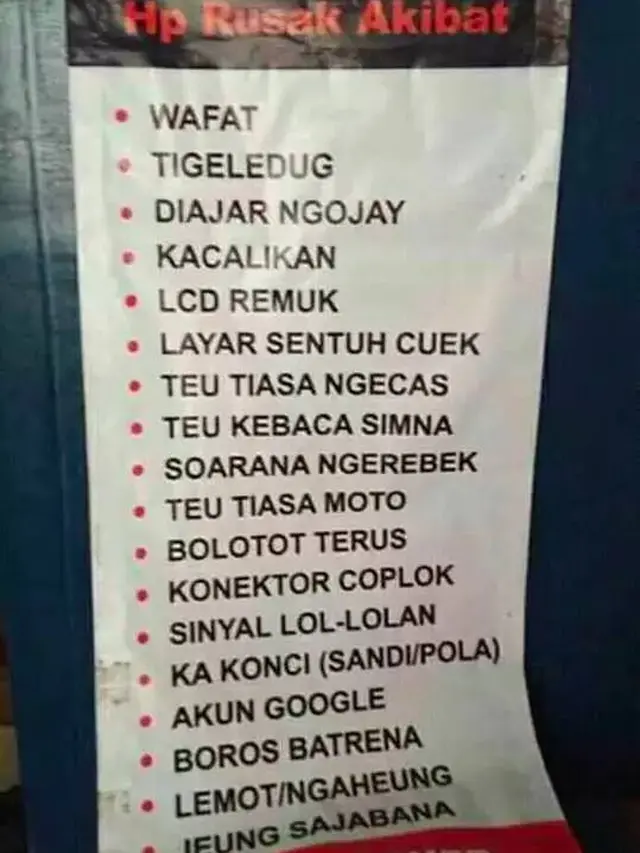 8 Potret Tulisan Nyeleneh di Tempat Servis Elektronik Ini Bikin Tepuk Jidat