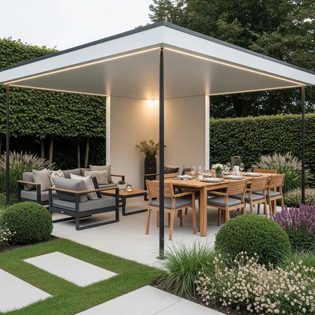 Gazebo Minimalis Modern untuk Taman Rumah (Gemini AI)